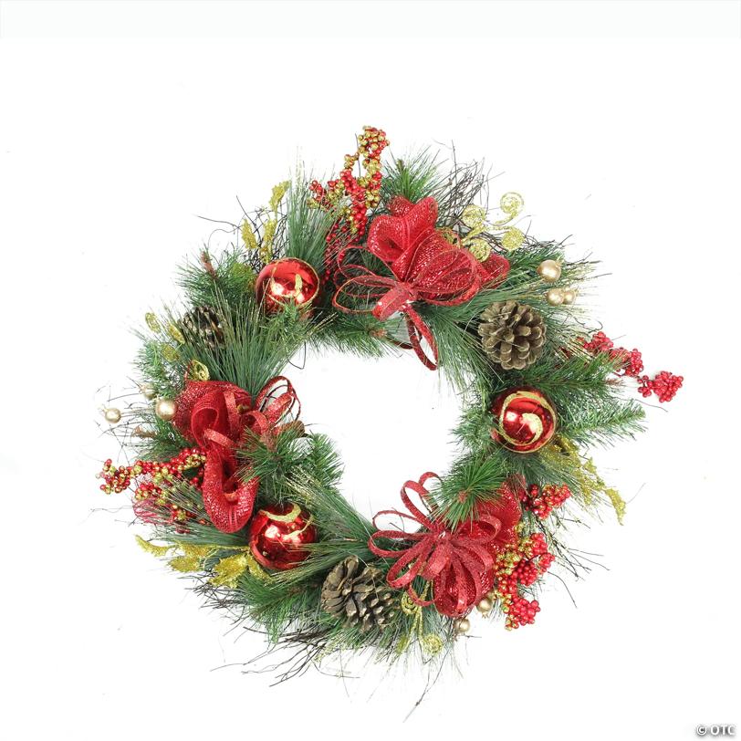 Northlight Berries and Ornaments Embellished Artificial Christmas Wreath - 26-Inch  Unlit