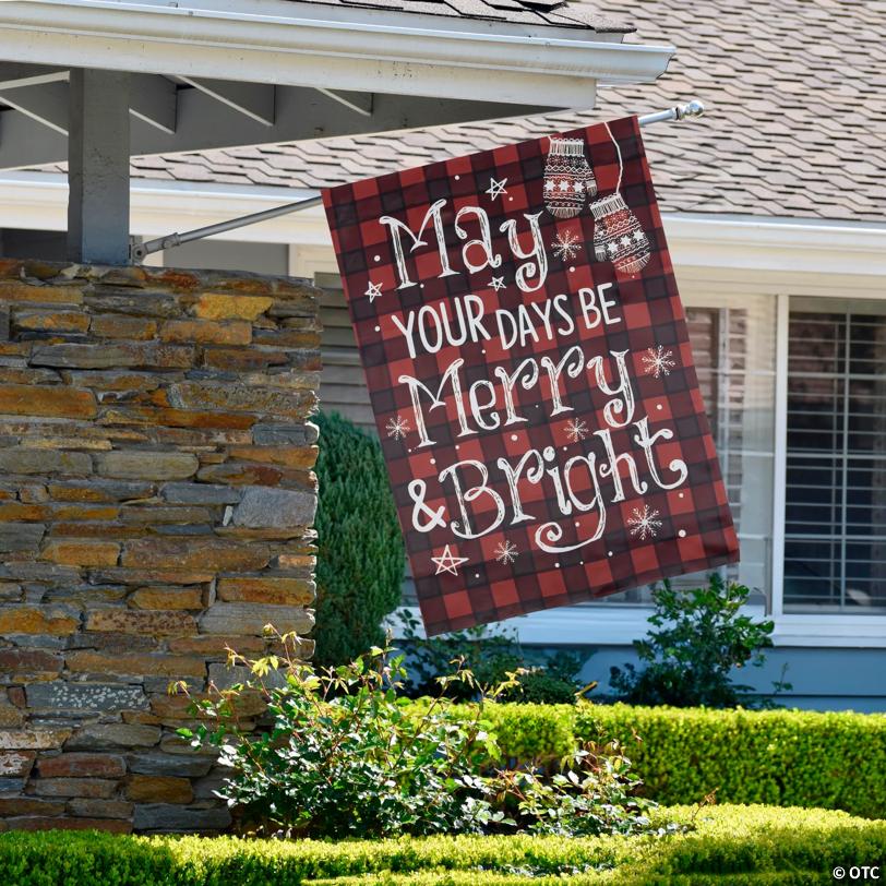Northlight Buffalo Plaid Merry and Bright Christmas Garden Flag 28" x 40