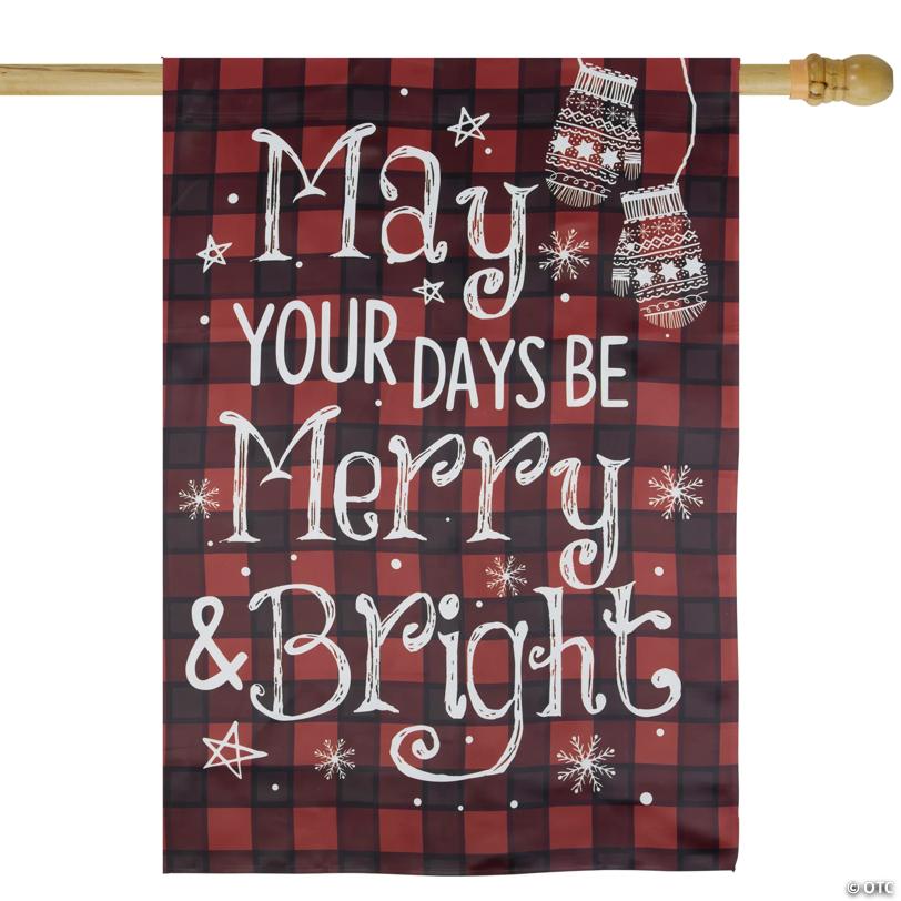 Northlight Buffalo Plaid Merry and Bright Christmas Garden Flag 28" x 40