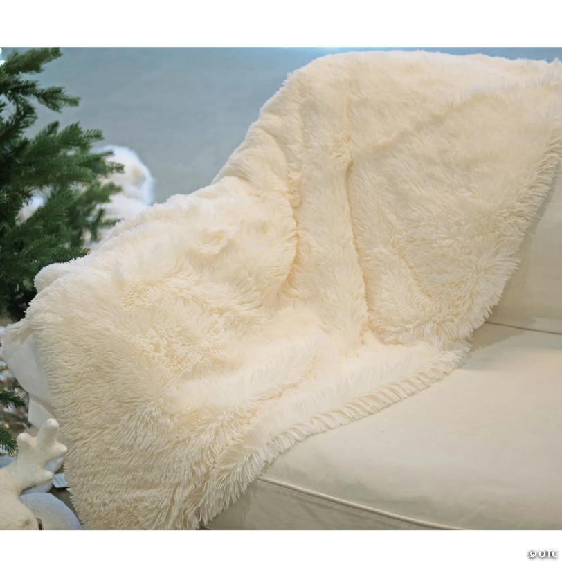 Northlight Cream White Plush Christmas Decorative Rectangular Throw Blanket 50" x 60