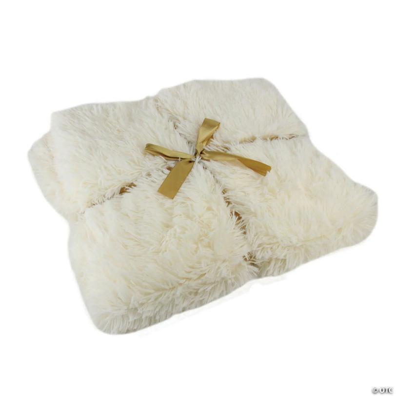 Northlight Cream White Plush Christmas Decorative Rectangular Throw Blanket 50" x 60