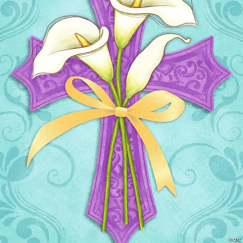Northlight Easter Blessings Cross and Lilies Outdoor Garden Flag 12.5" x 18