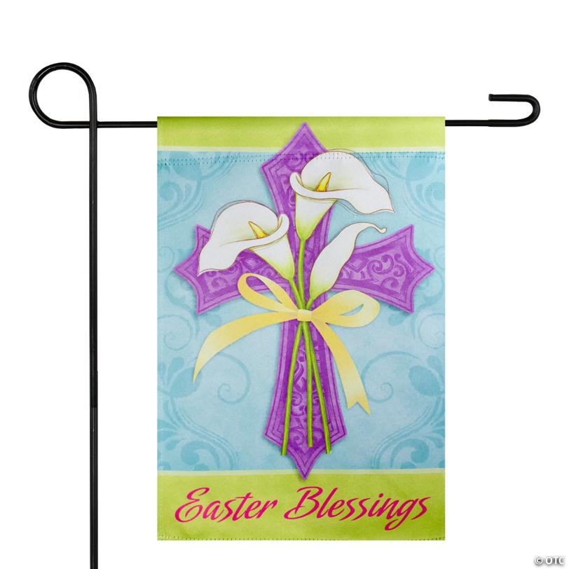 Northlight Easter Blessings Cross and Lilies Outdoor Garden Flag 12.5" x 18