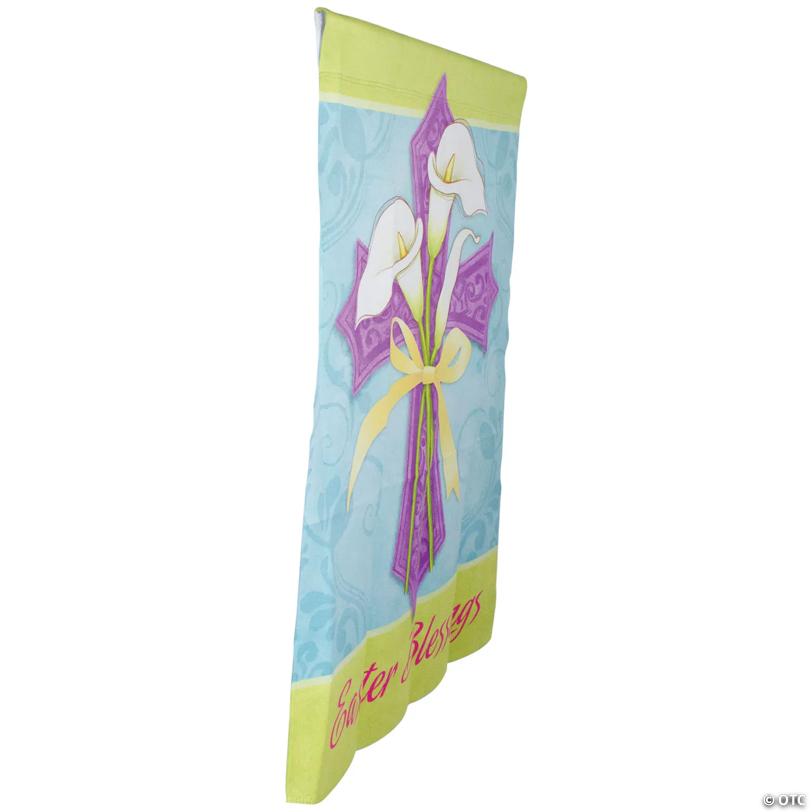 Northlight Easter Blessings Cross and Lilies Outdoor House Flag 28" x 40