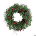 Northlight Glittered Pine Cone and Red Berry Artificial Christmas Wreath  24-Inch  Unlit