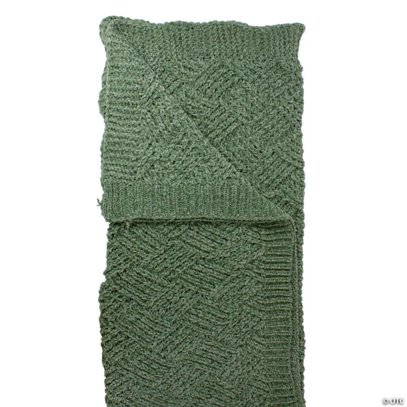 Northlight Green Chenille Cable Knit Rectangular Throw Blanket 50" x 60