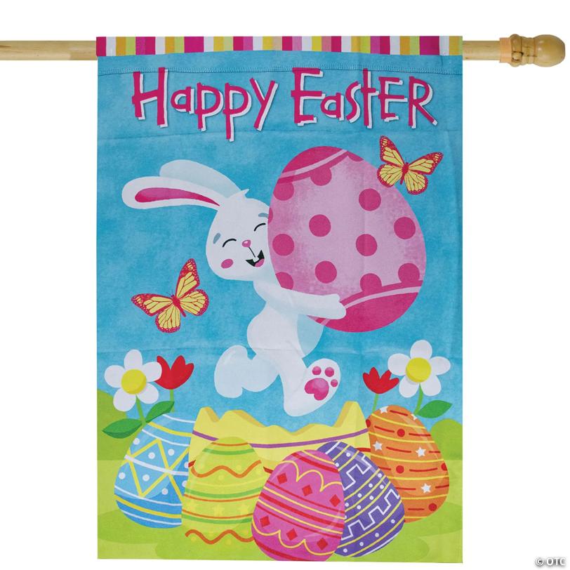 Northlight Happy Easter Bunny with Eggs Outdoor House Flag 28" x 40