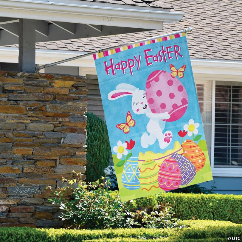 Northlight Happy Easter Bunny with Eggs Outdoor House Flag 28" x 40