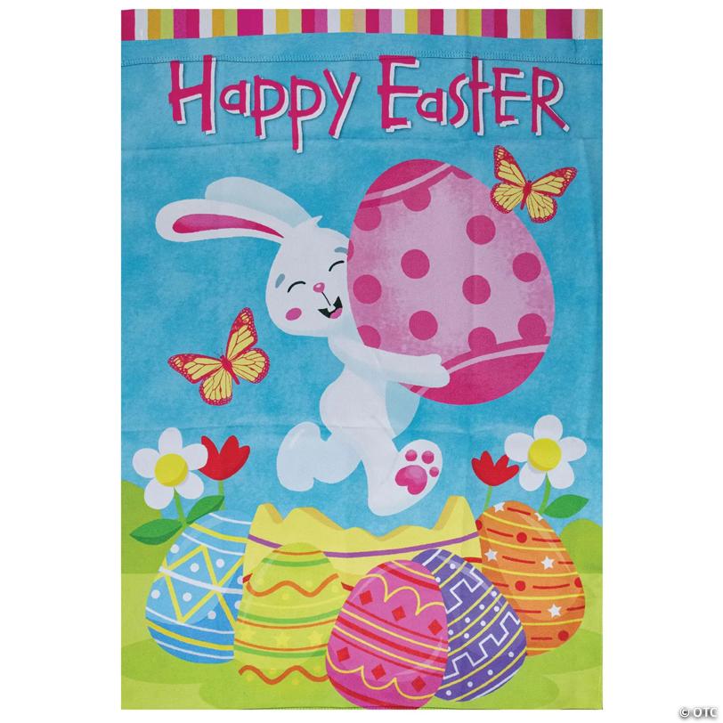 Northlight Happy Easter Bunny with Eggs Outdoor House Flag 28" x 40