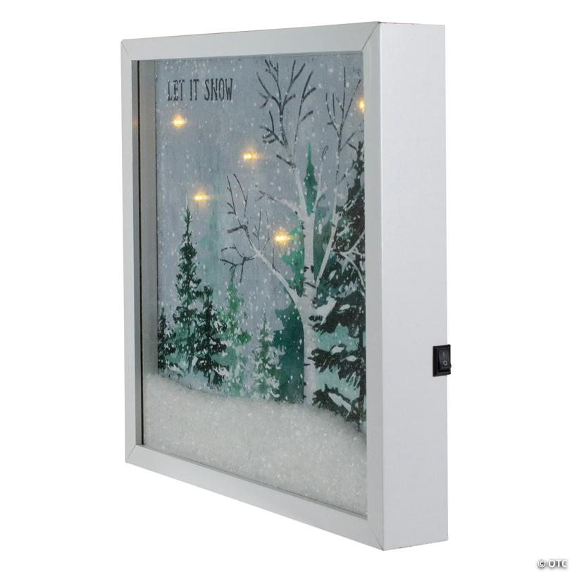 Northlight LED Pre-Lit Let it Snow Winter Forest Christmas Canvas Wall Art 10" x 10
