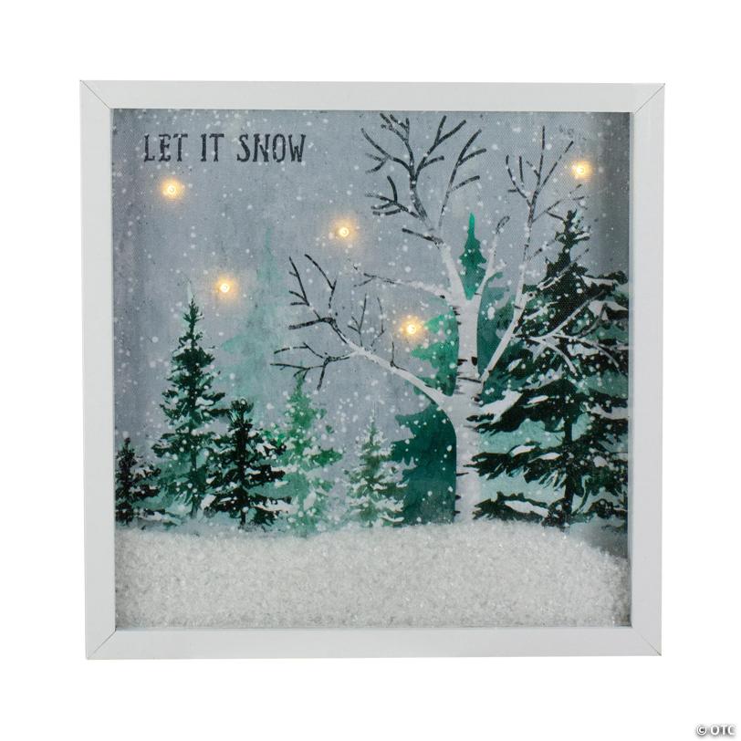 Northlight LED Pre-Lit Let it Snow Winter Forest Christmas Canvas Wall Art 10" x 10