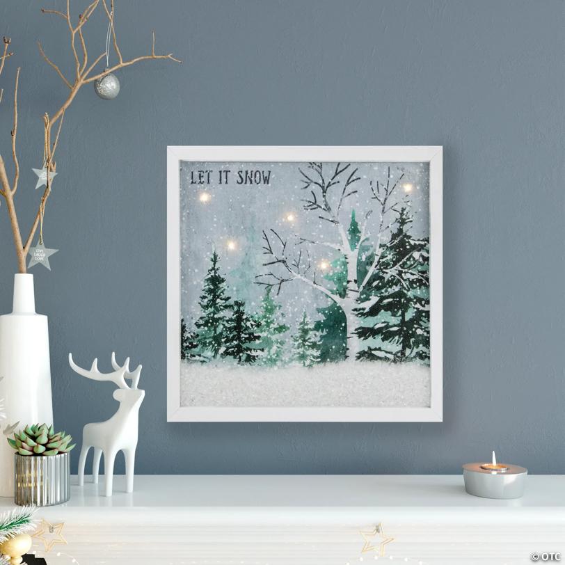 Northlight LED Pre-Lit Let it Snow Winter Forest Christmas Canvas Wall Art 10" x 10