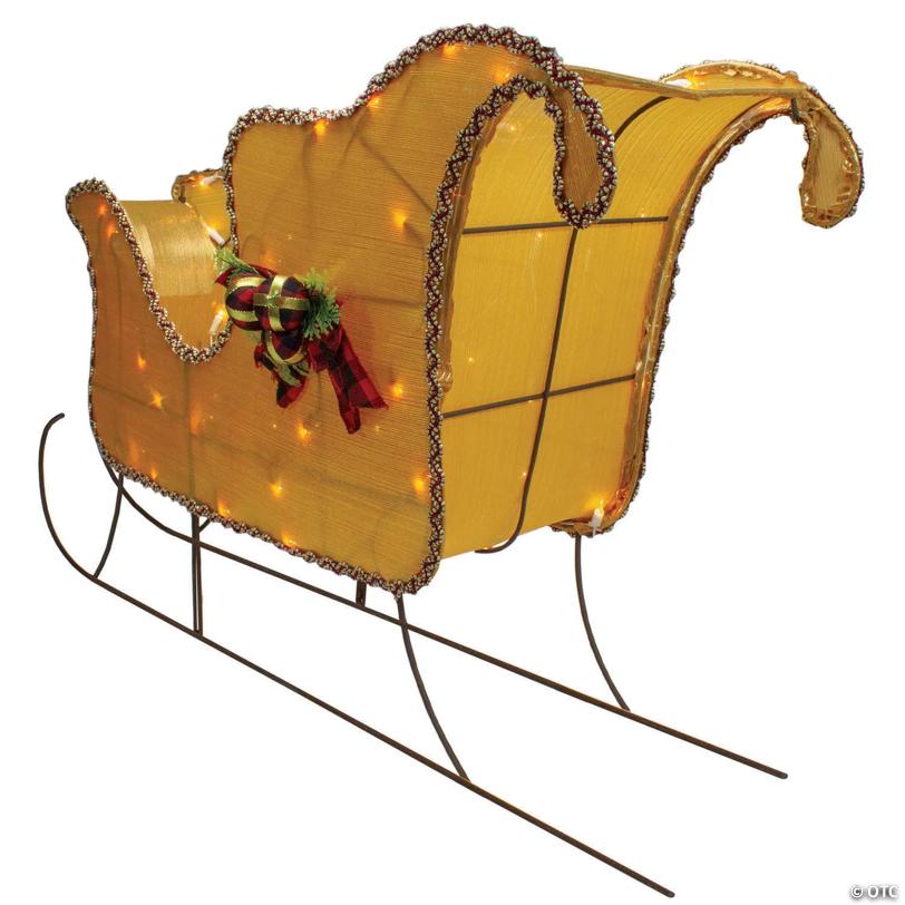 Northlight Lighted Gold Shiny Christmas Sleigh Outdoor Yard Decoration  36-inch