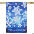Northlight Merry Christmas and Snowflakes Blue and White Garden Flag 28" x 40