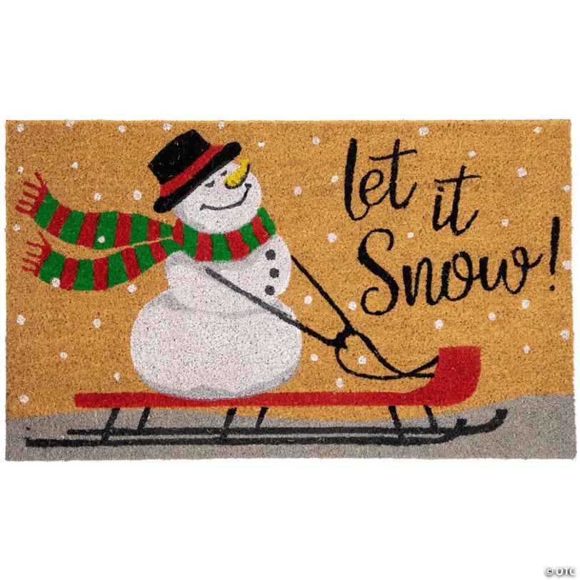 Northlight Natural Coir Rectangular "Let it Snow" Christmas Doormat 18" x 30