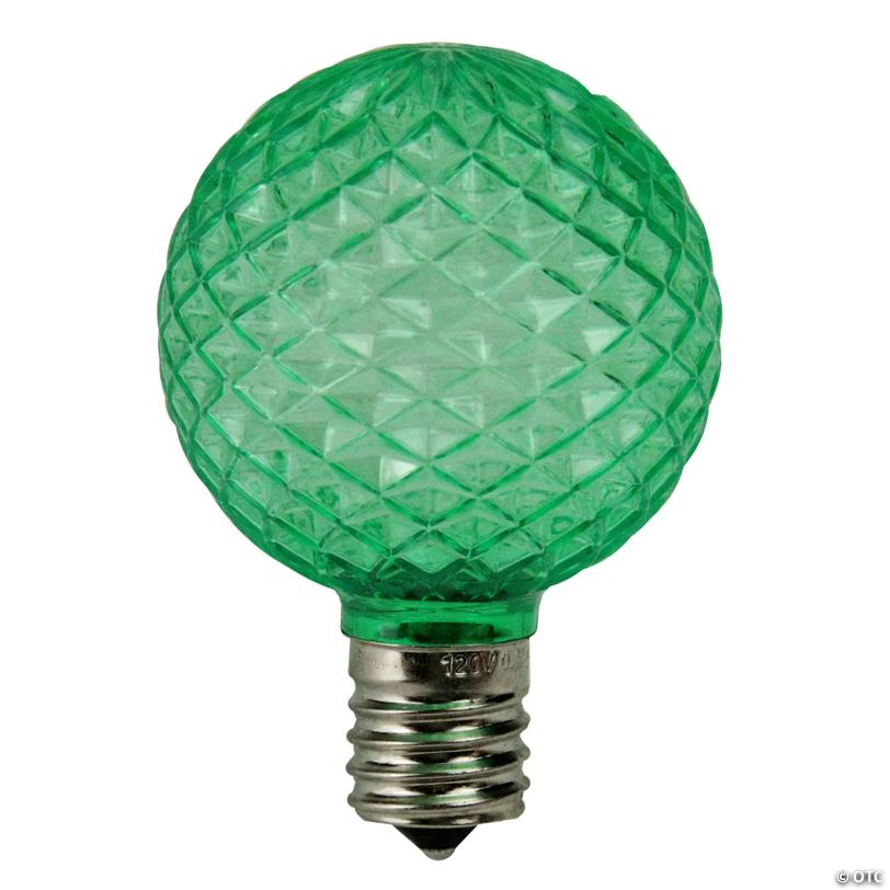 Northlight Pack of 25 Faceted G50 LED Green Christmas Replacement Bulbs