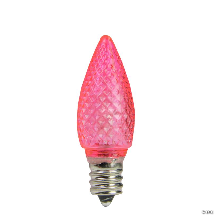 Northlight Pack of 25 Faceted LED C7 Pink Christmas Replacement Bulbs