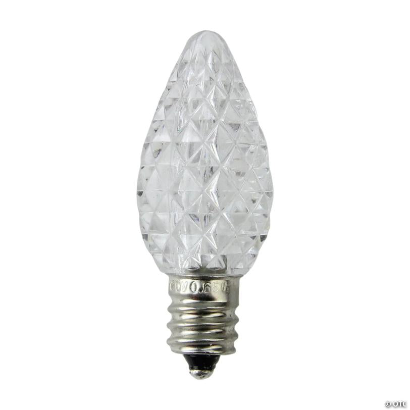 Northlight Pack of 25 Faceted LED C7 Pure White Christmas Replacement Bulbs