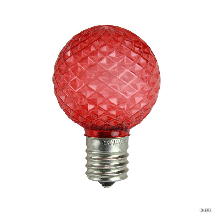 Northlight Pack of 25 Faceted LED G40 Red Christmas Replacement Bulbs