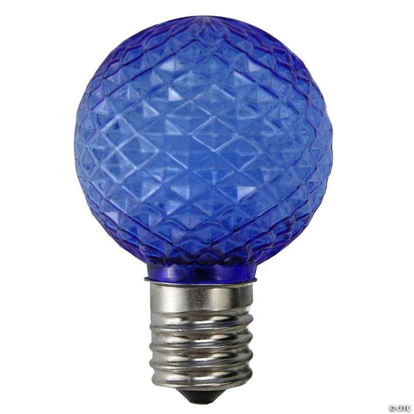 Northlight Pack of 25 LED Blue Faceted G40 Globe Christmas Replacement Light Bulbs