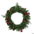 Northlight Pine Cones and Berries Artificial Christmas Wreath with Ribbon  24-Inch  Unlit