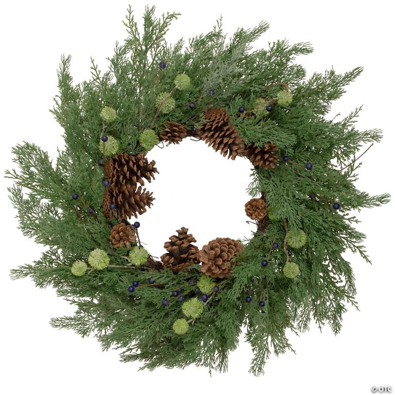 Northlight Pinecones and Blueberries Artificial Christmas Wreath  28-Inch  Unlit