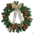 Northlight Pre-Decorated Ball Ornaments and Bow Artificial Christmas Wreath  24-Inch  Unlit