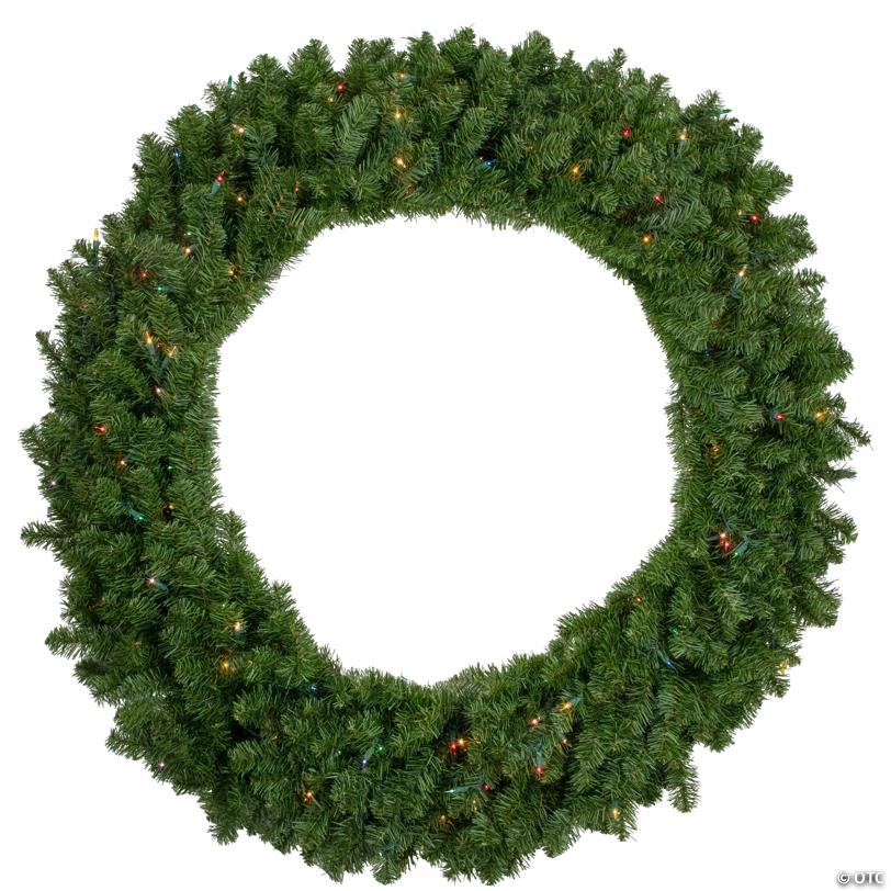 Northlight Pre-Lit Canadian Pine Artificial Christmas Wreath  48-Inch  Multicolor Lights