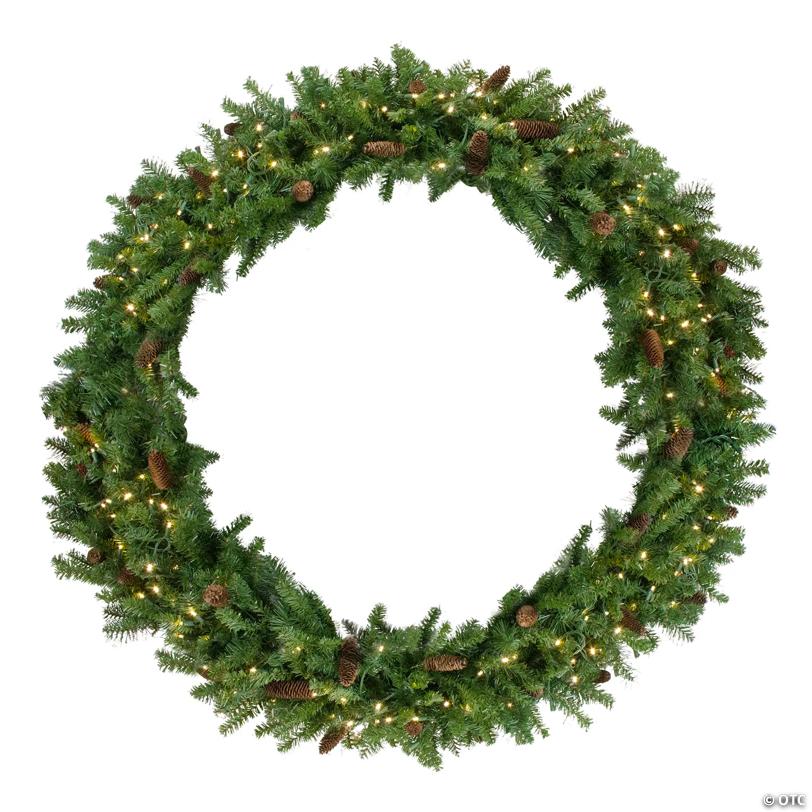 Northlight Pre-Lit Dakota Red Pine Commercial Artificial Christmas Wreath - 60-Inch  Warm White LED Lights