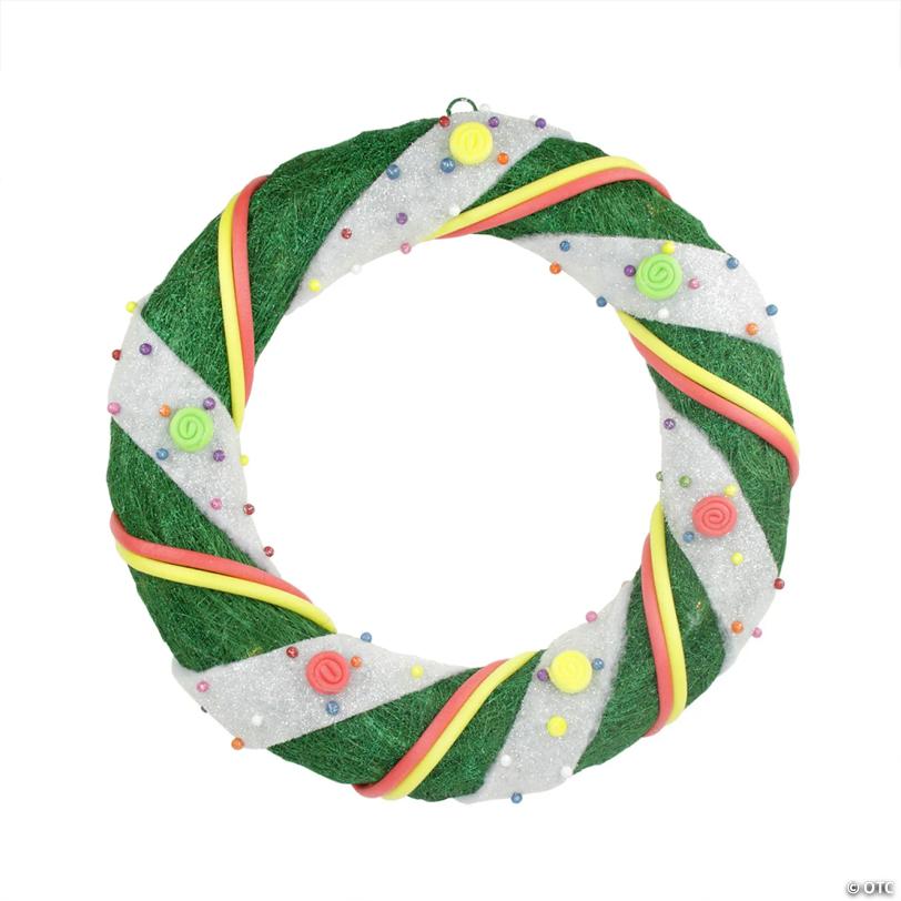 Northlight Pre-Lit Green and White Candy Striped Sisal Artificial Christmas Wreath - 18-Inch  Clear Lights