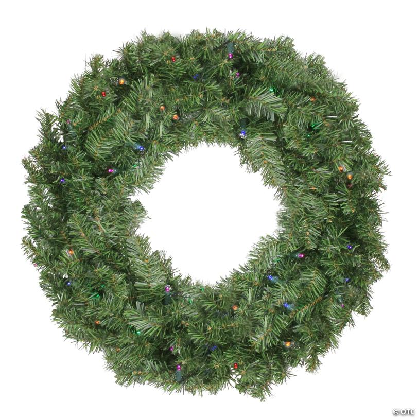 Northlight Pre-Lit LED Canadian Pine Artificial Christmas Wreath with Timer - 24-Inch  Multi Lights