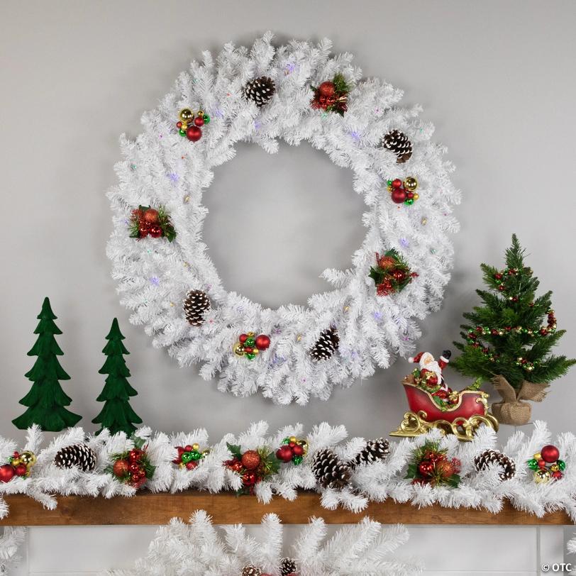 Northlight Pre-Lit Pine Battery Operated LED Artificial Christmas Wreath - 36-Inch  Multicolor Lights