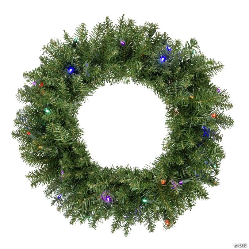 Northlight Pre-Lit Rockwood Pine Artificial Christmas Wreath  24-Inch  Multi LED Lights