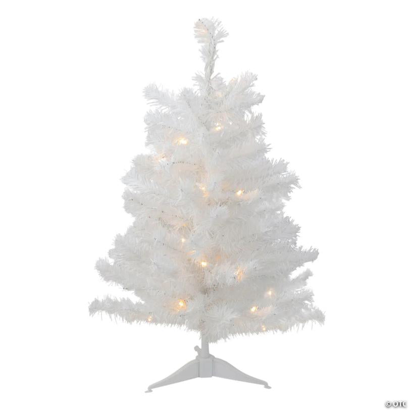Northlight Pre-Lit Snow White Medium Artificial Christmas Tree  2 Ft - Clear LED Lights