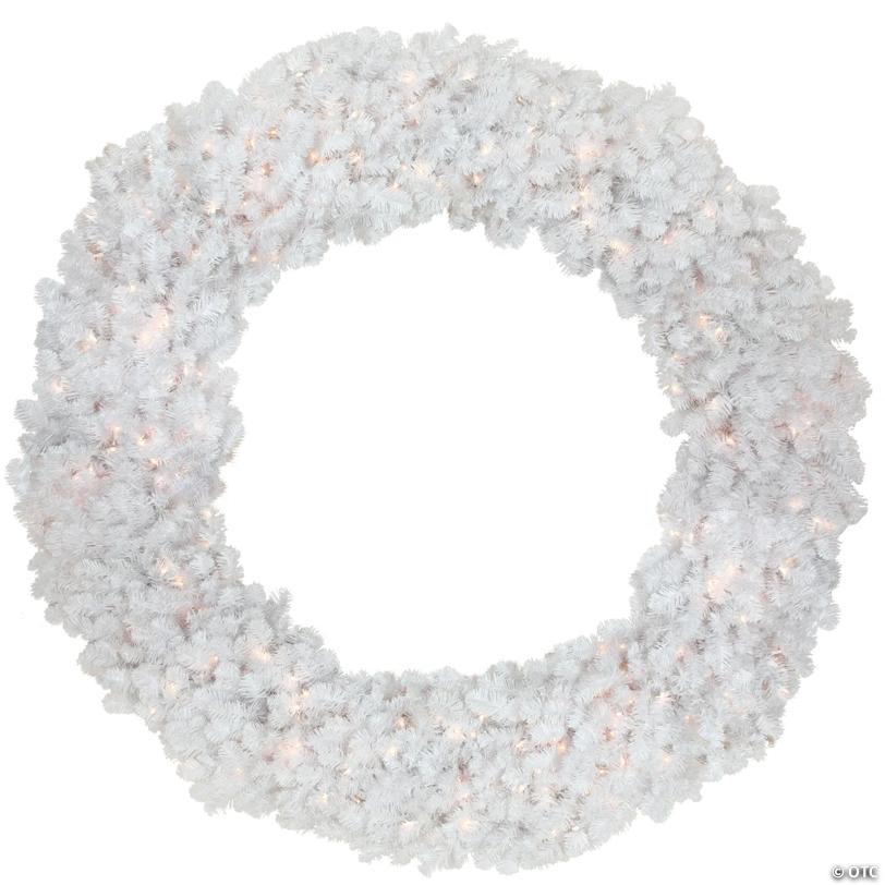 Northlight Pre-Lit White Commercial Snow White Pine Artificial Christmas Wreath - 6-Foot  Clear Lights