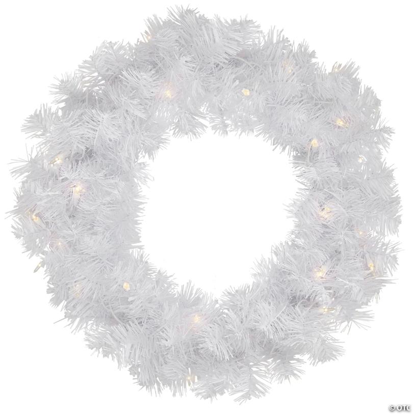 Northlight Pre-Lit White Pine Artificial Christmas Wreath - 24-Inch  Clear Lights