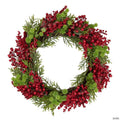 Northlight Red Berry and Frosted Pine Christmas Wreath  28-Inch  Unlit