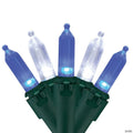 Northlight Set of 100 Blue & Pure White LED Mini Christmas Lights 4" Spacing - Green Wire