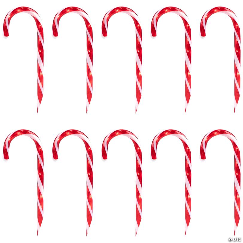 Northlight Set of 10 Lighted Outdoor Candy Cane Christmas Pathway Markers 12