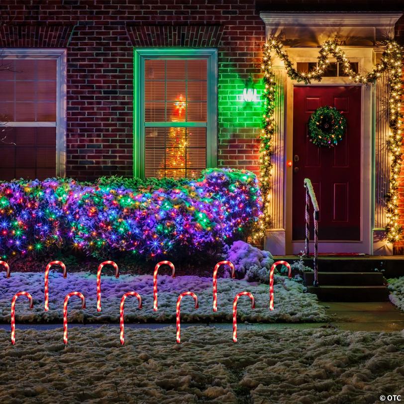 Northlight Set of 10 Lighted Outdoor Candy Cane Christmas Pathway Markers 12
