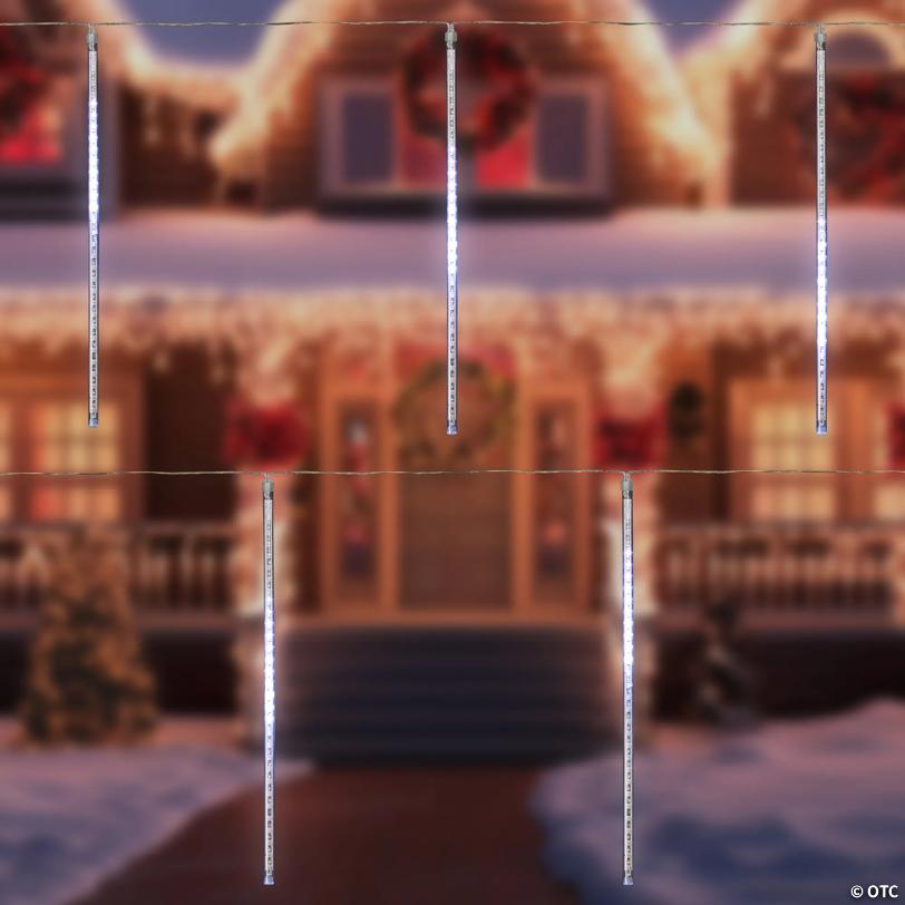 Northlight Set of 10 White LED Dripping Snowfall Icicle Christmas Lights - 20.5 ft Clear Wire