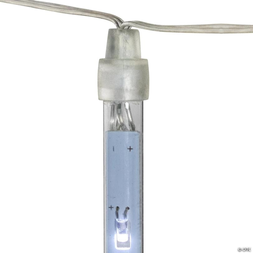 Northlight Set of 10 White LED Dripping Snowfall Icicle Christmas Lights - 20.5 ft Clear Wire