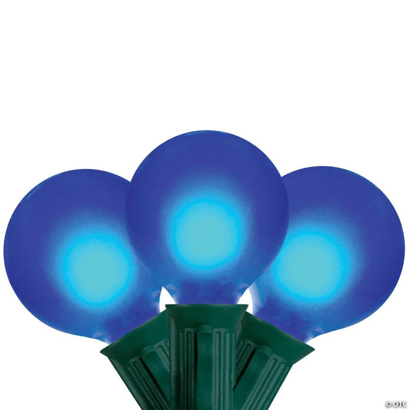 Northlight Set of 15 Blue Satin G50 Globe Christmas Lights - Green Wire