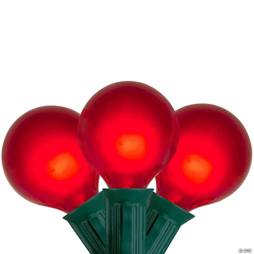 Northlight Set of 15 Red Satin G50 Globe Christmas Lights - Green Wire