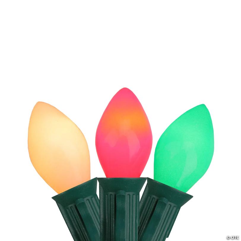 Northlight Set of 25 Opaque Red  White and Green C7 Christmas Light Set  24ft Green Wire