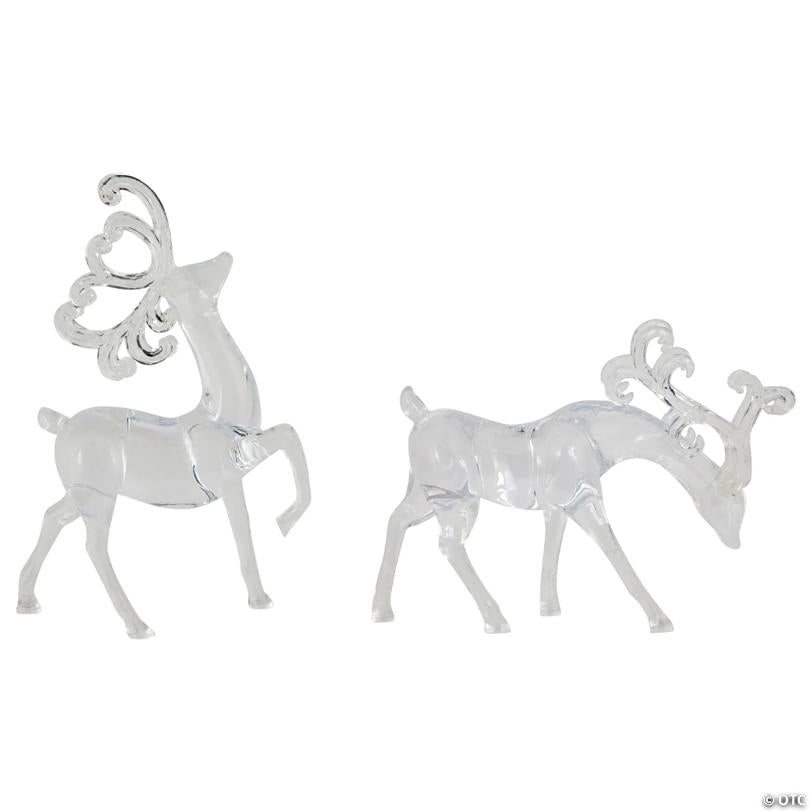 Northlight Set of 2 Clear Standing Reindeer Christmas Figurines  9.25-Inch