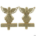 Northlight Set of 2 Gold Angel Glittered Christmas Stocking Holders 5.5