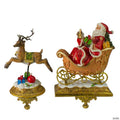 Northlight Set of 2 Gold Santa and Reindeer Glittered Christmas Stocking Holders 9.5