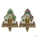 Northlight Set of 2 LED Lighted Galvanized Barn Christmas Stocking Holders 5.5