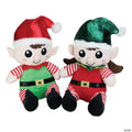 Northlight Set of 2 Red Plush Sitting Boy and Girl Christmas Elf Figures 13
